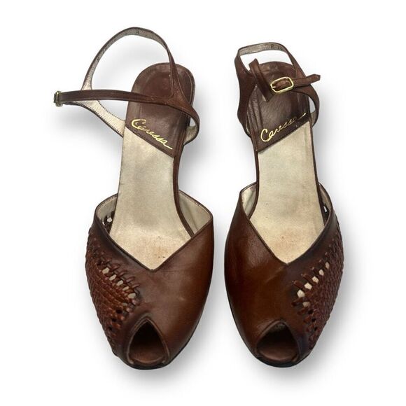 Caressa Vintage Open Tor Heels Size 8 - Picture 3 of 6